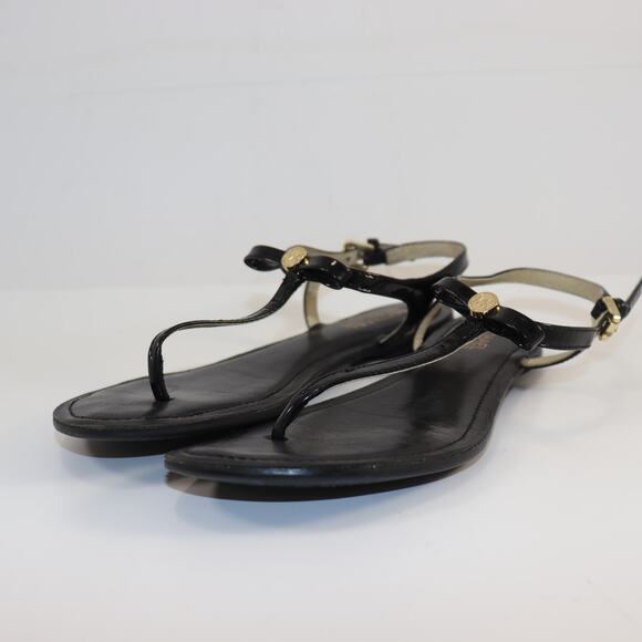 Michael Kors Black Patent Bow Sandals | Size 8.5 | Logo Sole - Picture 2 of 5